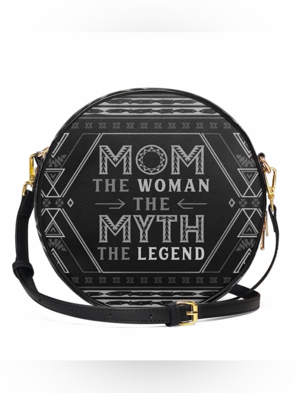 Afroyla “Mamalore” Mother Crown Round Crossbody Bag in Brown Vegan Leather